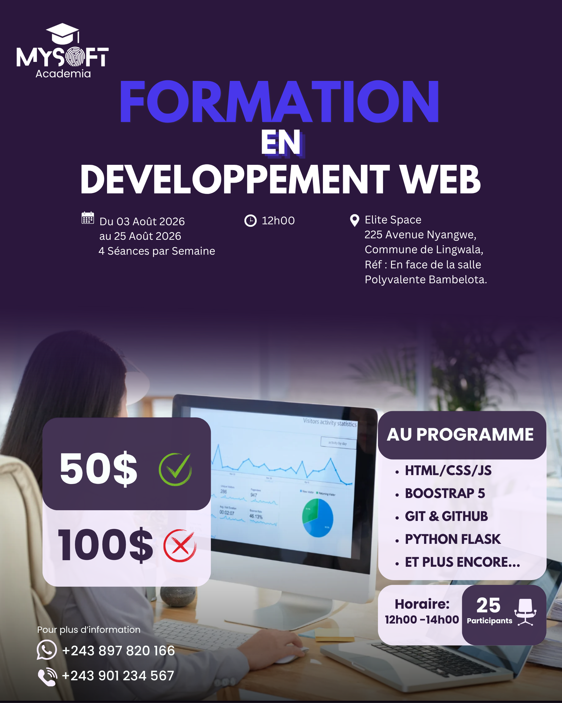Affiche de la formation développement web à Mysoft Academia